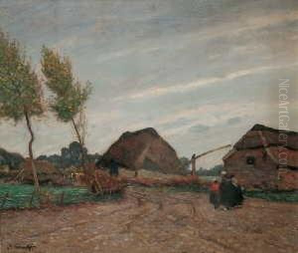 Ein Dorf In Flandern. Oil Painting by Eugen Kampf