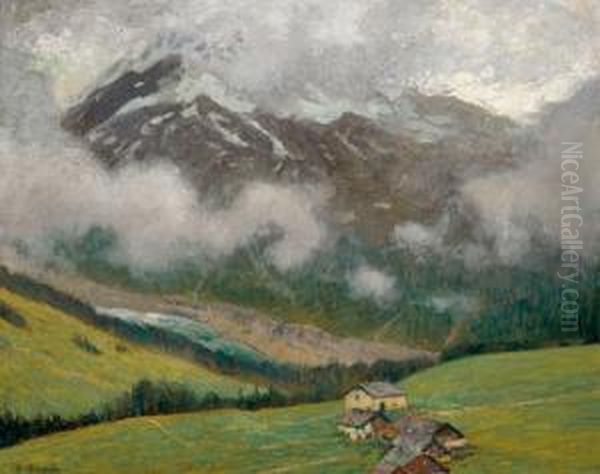 Steinhutten In Den Savoyer Alpen Oil Painting by Eugen Kampf