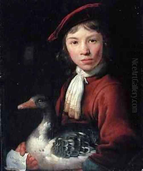 Boy with a Goose Oil Painting by Jacob Gerritsz. Cuyp