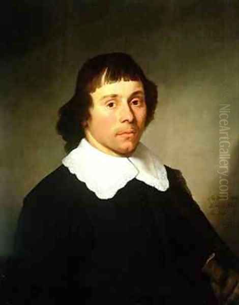 Portrait of a Young Man in a Black Costume with a White Lace Collar Oil Painting by Jacob Gerritsz. Cuyp