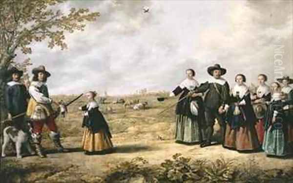 Portrait of Family in a Landscape Oil Painting by Jacob Gerritsz. Cuyp