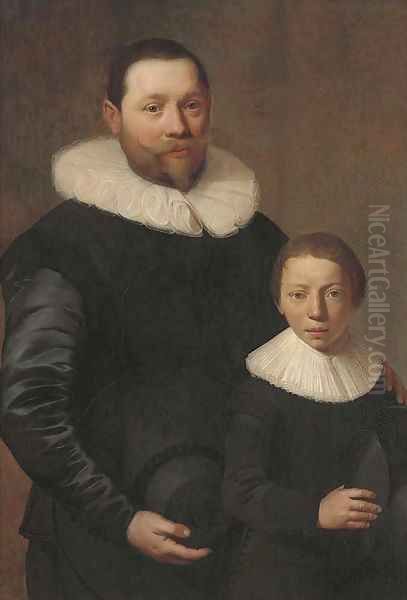 Double portrait of a father and son Oil Painting by Jacob Gerritsz. Cuyp