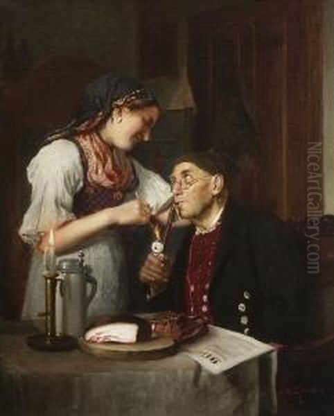 Der Genieser. Oil Painting by Ludwig Kandler