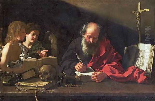 St. Jerome in his Study Oil Painting by Bartolomeo Cavarozzi