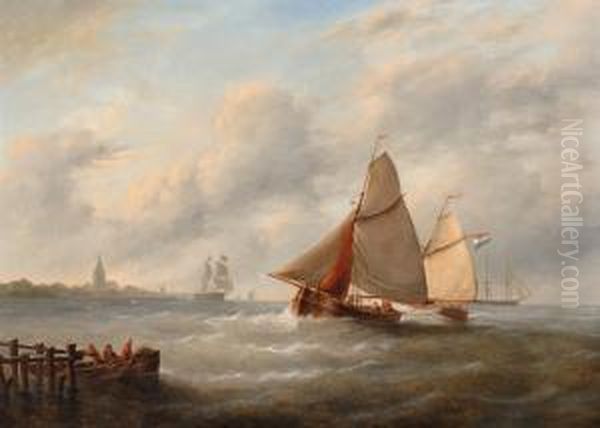 Seascape Oil Painting by Christiaan Cornelis Kannemans