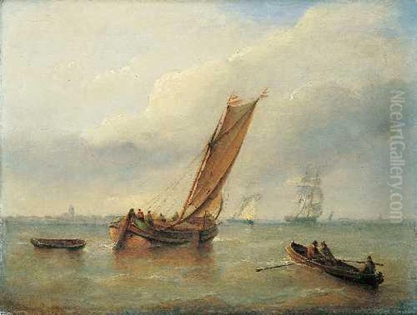 Segelschiffe Auf Dem Meer Oil Painting by Christiaan Cornelis Kannemans