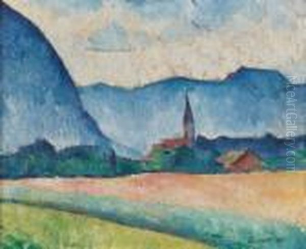 Landschaft Mit Kirchturm Oil Painting by Alexander Kanoldt