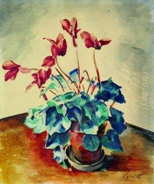 Cyclamen Oil Painting by Alexander Kanoldt