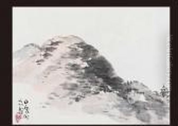 Mountain View Oil Painting by Hashimoto Kansetsu