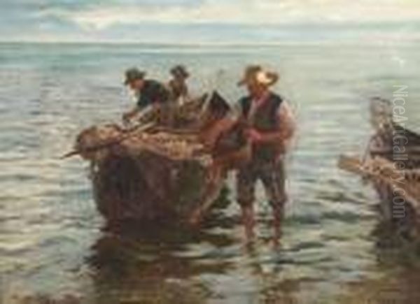 Fishermen Returning Home Oil Painting by Albert Kappis