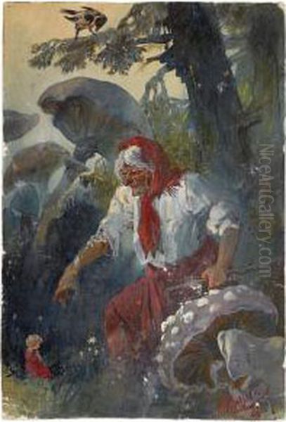 Baba Yaga Oil Painting by Nikolai Nikolaevich Karazin