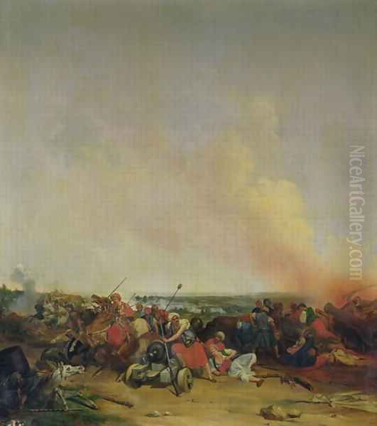 Battle of Sidi-Ferruch, 14th June 1830 Oil Painting by Jean-Baptiste-Prudent Carbillet