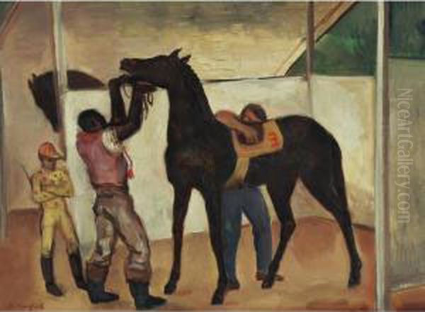 Saddling Racehorse - Havana by Bernard Karfiol