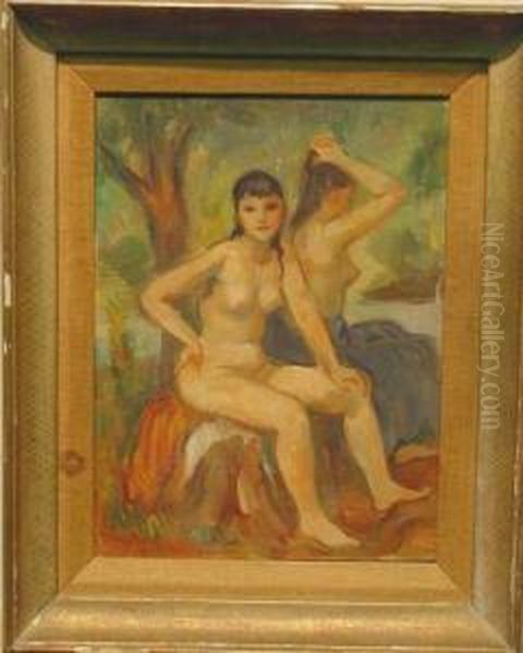 Two Nudes In A Landscape by Bernard Karfiol