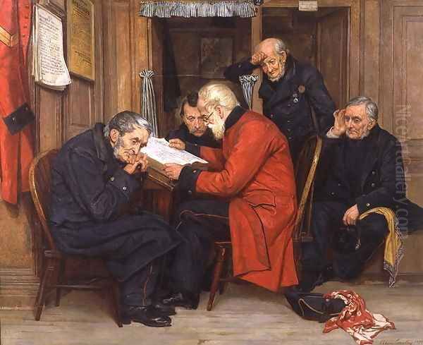 Chelsea Pensioners in the Long Wards, 1879 Oil Painting by Ellen Conolly