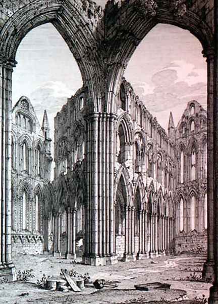 Whitby Abbey Yorkshire, illustration from Views of English Abbeys and Cathedrals Oil Painting by John Coney