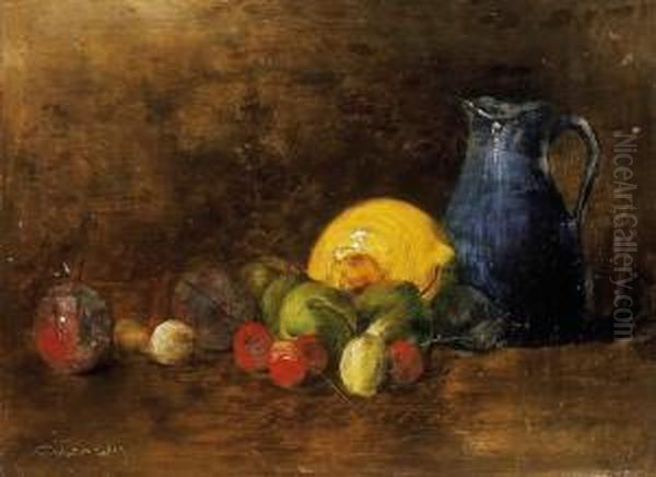 Still Life Of Table Oil Painting by Bertalan Karlovszky