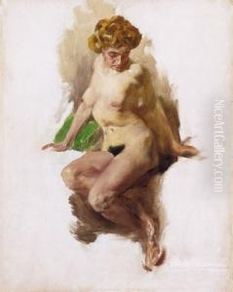 Female Nude Oil Painting by Bertalan Karlovszky