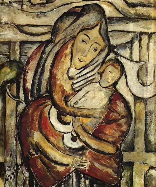 Madonna and Child Oil Painting by Tytus Czyzewski