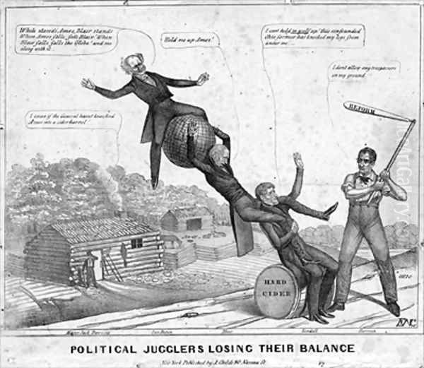 Political jugglers losing their balance Oil Painting by Edward Williams Clay