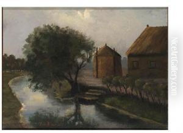 Aan Een Slootkant Oil Painting by Eduard Karsen