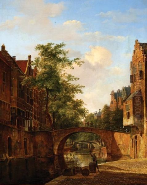 View On The Oude Gracht In Utrecht Oil Painting by Kasparus Karsen