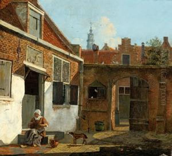 View Of An Inner Court Oil Painting by Kasparus Karsen