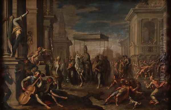 The Miracle of St. Ambrose Oil Painting by Sigismondo Caula