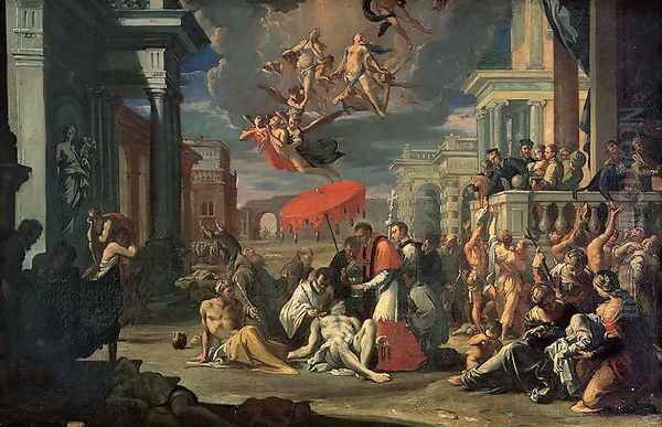 St. Charles Borromeo Administering the Sacrament to Plague Victims in 1576 Oil Painting by Sigismondo Caula