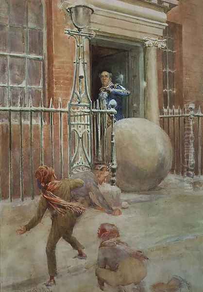 Snowballing - Adding Insult to Injury Oil Painting by James Shaw Crompton