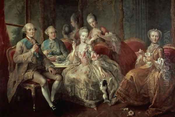 The Penthievre Family or The Cup of Chocolate, 1768 Oil Painting by Jean Baptiste (or Joseph) Charpentier