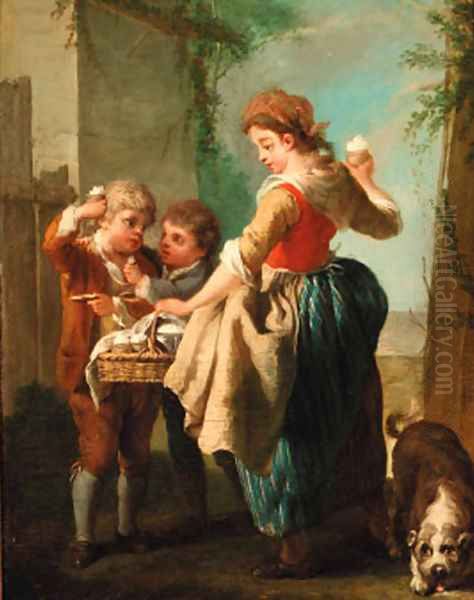 A woman selling sherbert Oil Painting by Jean Baptiste (or Joseph) Charpentier