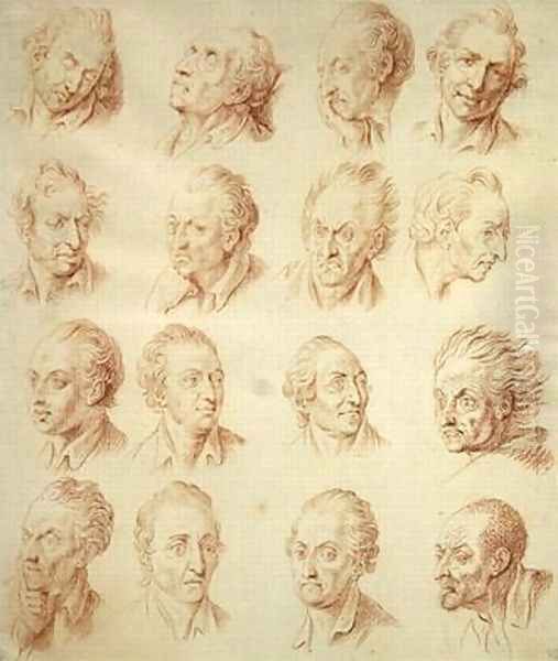 Studies of Facial Expressions Oil Painting by Daniel Nikolaus Chodowiecki