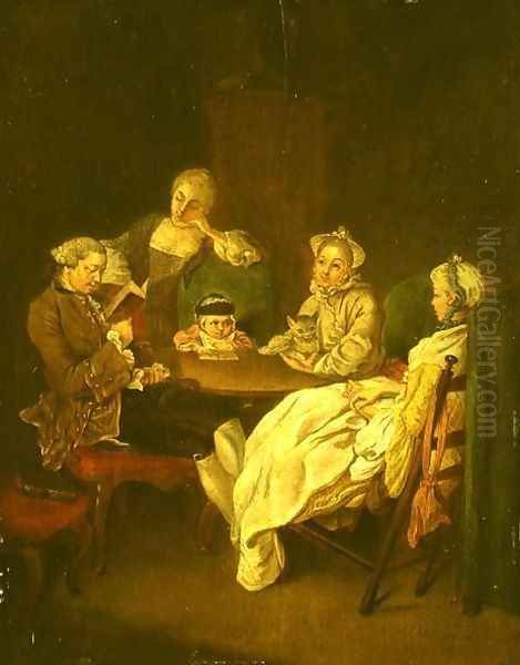 Society at the Table Oil Painting by Daniel Nikolaus Chodowiecki