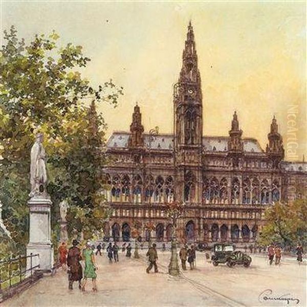 The Townhall Invienna Oil Painting by Paul Kaspar