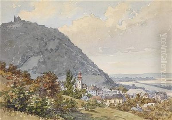 Blick Auf Daskahlenbergerdorfl Und Den Leopoldsberg Oil Painting by Paul Kaspar