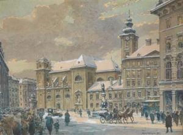 Die Freyung Im Schnee Oil Painting by Paul Kaspar