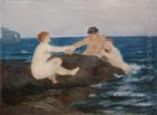 Bathers Oil Painting by Eduard Kasparides