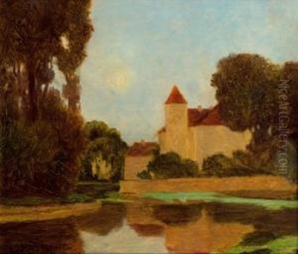 Wasserschloss Im Mondschein Oil Painting by Eduard Kasparides