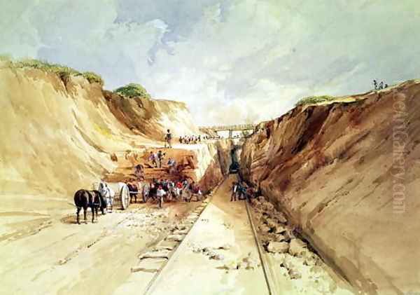 Construction of a Railway line, 1841 Oil Painting by George Childes