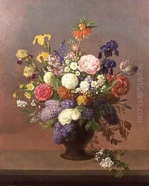 Spring Flowers in a Vase Oil Painting by Johannes Ludwig Camradt