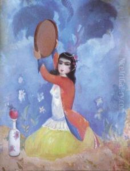 Femme Au Tambourin Oil Painting by Sarkis Katchadourian