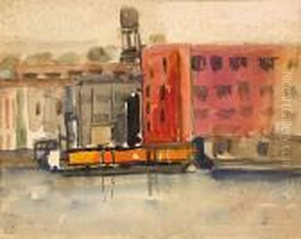 Etude Preparatoire A East River. Oil Painting by Sarkis Katchadourian