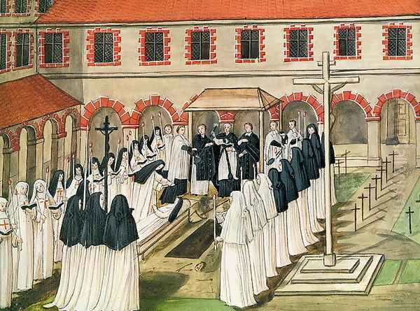 The Burial of a Nun, from 'l'Abbaye de Port-Royal', c.1710 Oil Painting by Cochin, Louise Madelaine