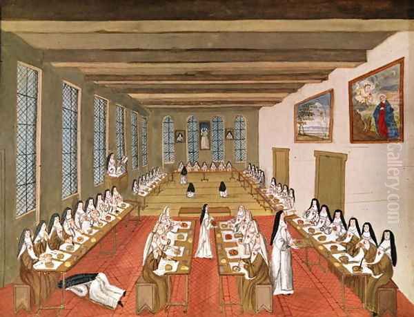 View of the Refectory, from 'L'Abbaye de Port-Royal', c.1710 Oil Painting by Cochin, Louise Madelaine