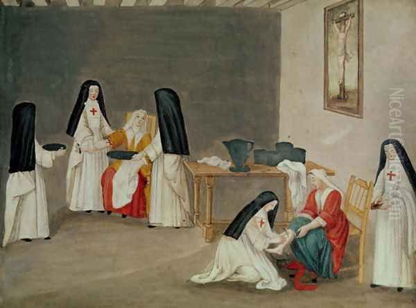 Caring for the Sick, from 'L'Abbaye de Port-Royal', c.1710 Oil Painting by Cochin, Louise Madelaine