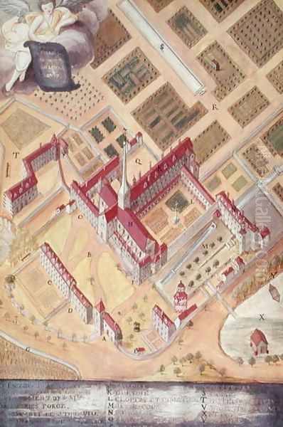 Perspective view of the Abbey, from 'l'Abbaye de Port-Royal', c.1710 Oil Painting by Cochin, Louise Madelaine