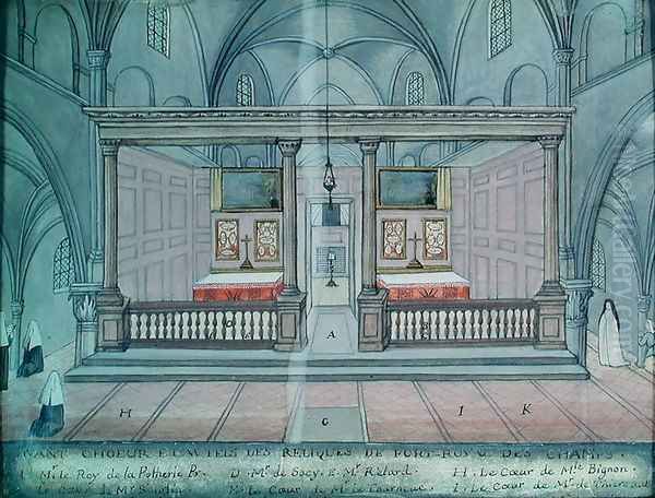 View of the Chancel and Altar, from 'L'Abbaye de Port-Royal', c.1710 Oil Painting by Cochin, Louise Madelaine