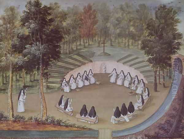 Nuns Meeting in Solitude, from 'L'Abbaye de Port-Royal', c.1710 Oil Painting by Cochin, Louise Madelaine