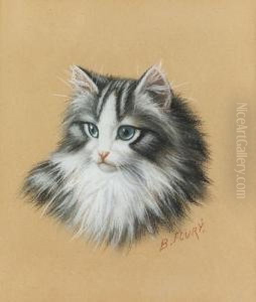 Kopf Eines Katzchens. Oil Painting by Burkhard Katzen-Flury